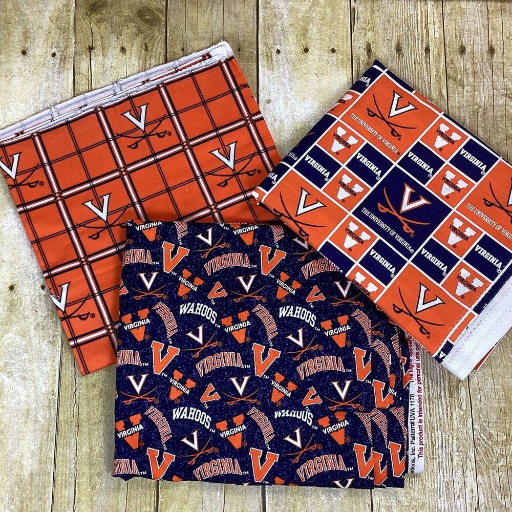 University Of Virginia Wahoos UVA 1 Yard Fabric Panel Lot 100% Cotton NEW